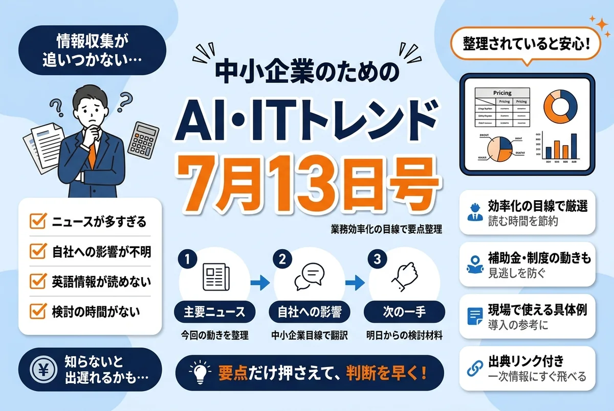 AI・IT最新トレンド(7月13日号)|中小企業が今おさえるべき動き