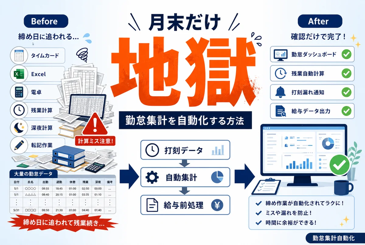 勤怠集計を自動化する|月末の締め作業と転記ミスをなくす方法