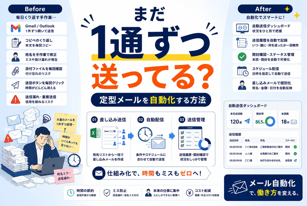 メール送信を自動化する|定型・差し込みメールを仕組み化する方法