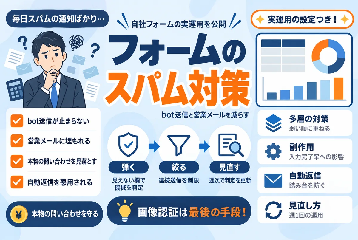 問い合わせフォームのスパム対策のイメージ