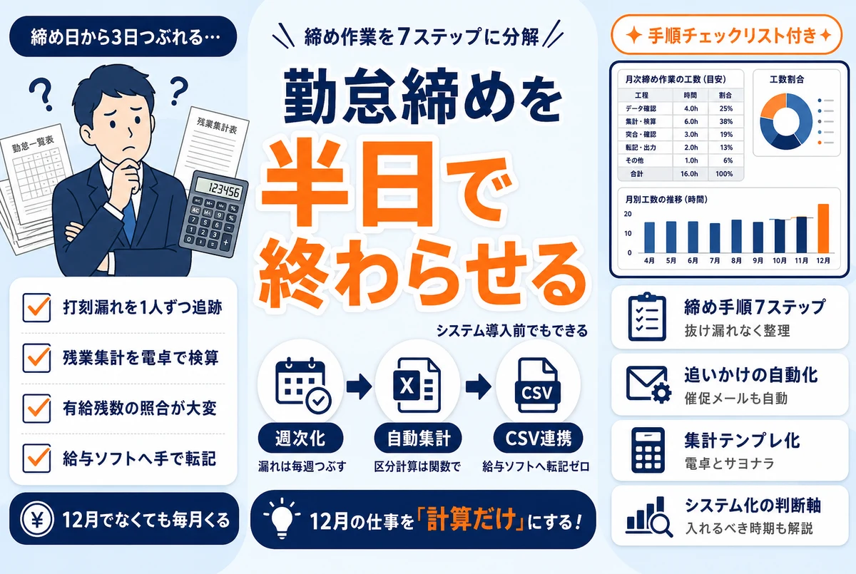 勤怠締め作業を効率化するイメージ