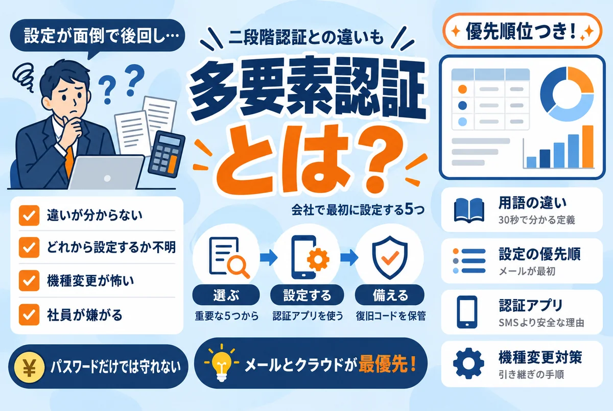多要素認証とは?二段階認証との違いと会社で最初に設定する5つのサービス